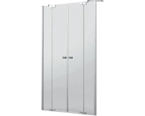 Pendeltür in Nische Jungborn Sette 1600x2000 mm 2 Festteilen Echtglas Klar hell silber mit schmutzabweisender Glasbeschichtung und Puffergriff