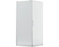 Drehtür mit Seitenwand Jungborn Sette 800x800x2000 mm Anschalg rechts Echtglas Klar hell silber mit schmutzabweisender Glasbeschichtung und Stangengriff