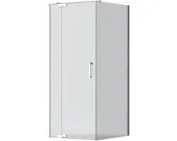 Drehtür mit Seitenwand Jungborn Sette 1000x1000x2000 mm Festteil links Echtglas Klar hell silber mit schmutzabweisender Glasbeschichtung und Stangengriff