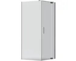 Drehtür mit Seitenwand Jungborn Sette 750x750x2000 mm Festteil rechts Echtglas Klar hell silber mit schmutzabweisender Glasbeschichtung und Stangengriff