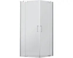 Eckeinstieg mit Drehtür Jungborn Sette 750x1000x2000 mm Echtglas Klar hell silber mit schmutzabweisender Glasbeschichtung und Stangengriff