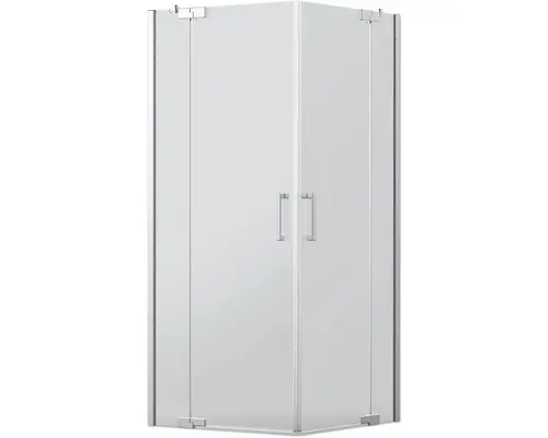 Eckeinstieg mit Drehtür Jungborn Sette 750x1000x2000 mm Echtglas Klar hell silber mit schmutzabweisender Glasbeschichtung und Stangengriff