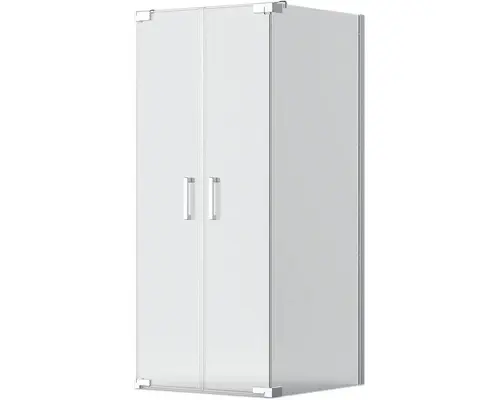 Pendeltür mit Seitenwand Jungborn Sette 750x800x2000 mm Anschlag links Echtglas Klar hell silber mit schmutzabweisender Glasbeschichtung und Stangengriff