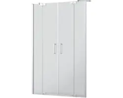 Pendeltür in Nische Jungborn Sette 1500x2000 mm 2 Festteilen Echtglas Klar hell silber mit schmutzabweisender Glasbeschichtung und Stangengriff