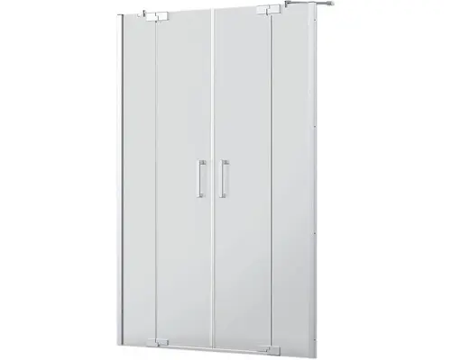 Pendeltür in Nische Jungborn Sette 1500x2000 mm 2 Festteilen Echtglas Klar hell silber mit schmutzabweisender Glasbeschichtung und Stangengriff