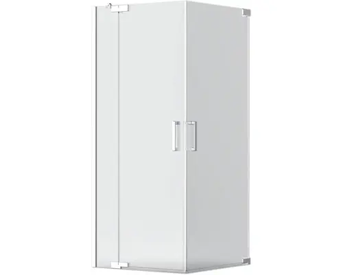 Eckeinstieg mit Drehtür Jungborn Sette 750x1000x2000 mm Echtglas Klar hell silber mit schmutzabweisender Glasbeschichtung und Stangengriff