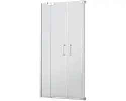 Pendeltür für Nische Jungborn Sette 1400x2000 mm Festteil links Echtglas Klar hell silber mit schmutzabweisender Glasbeschichtung und Stangengriff