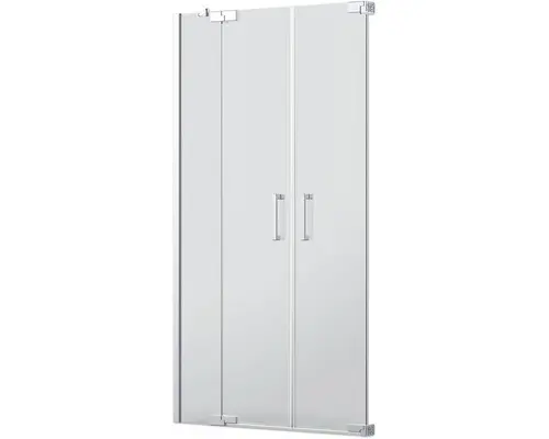 Pendeltür für Nische Jungborn Sette 1400x2000 mm Festteil links Echtglas Klar hell silber mit schmutzabweisender Glasbeschichtung und Stangengriff