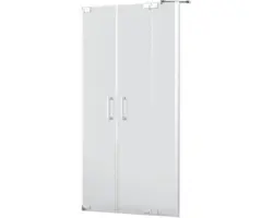 Pendeltür für Nische Jungborn Sette 1400x2000 mm Festteil rechts Echtglas Klar hell silber mit schmutzabweisender Glasbeschichtung und Stangengriff