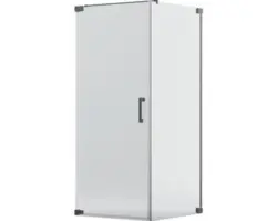 Drehtür mit Seitenwand Jungborn Zero 900x900x2000 mm Festteil rechts Echtglas Klar hell schwarz mit schmutzabweisender Glasbeschichtung