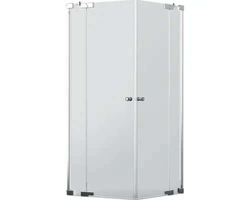 Eckeinstieg mit Drehtür Jungborn Zero 900x900x2000 mm Echtglas Klar hell chromoptik mit schmutzabweisender Glasbeschichtung