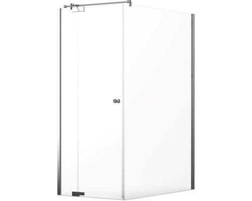 Drehtür mit Seitenwand Jungborn Sette 900x1400x2000 mm Festteil rechts Echtglas Klar hell chromoptik