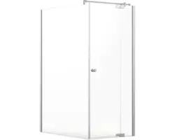 Drehtür mit Seitenwand Jungborn Sette 140 0x900x2000 mm Festteil links Echtglas Klar hell silber