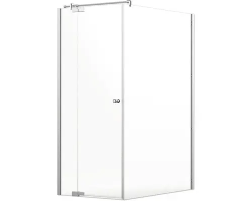 Drehtür mit Seitenwand Jungborn Sette 900x1400x2000 mm Festteil rechts Echtglas Klar hell silber