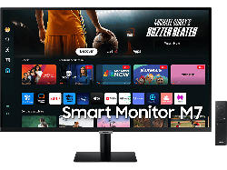 Samsung Smart Monitor M7 mit Fernbedienung, UHD 4K, 32 Zoll, Tizen OS, 4ms GtG, 10W Audio, HDR10, USB-C (65W PD), WiFi + BT, Schwarz