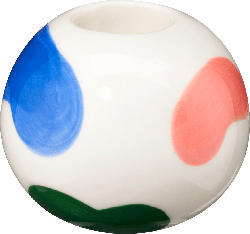 Dekorieren & Einrichten Stabkerzenhalter aus Keramik, rund/bunt (5,8x5,8x4,5 cm)