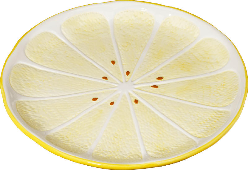 Dekorieren & Einrichten Teller aus Keramik "Zitrone", gelb/weiß (30,5x30,5x3,5 cm)