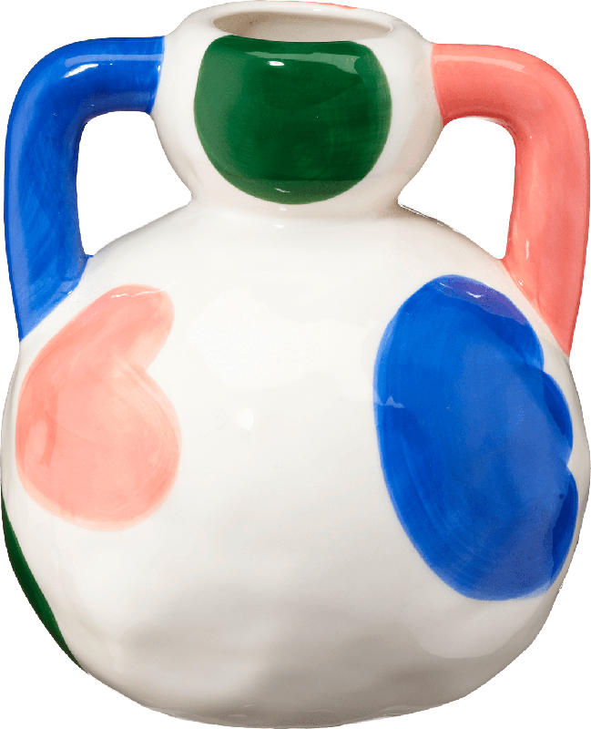 Dekorieren & Einrichten Vase aus Porzellan, Punkte/bunt (12,1x12,1x14,5 cm)