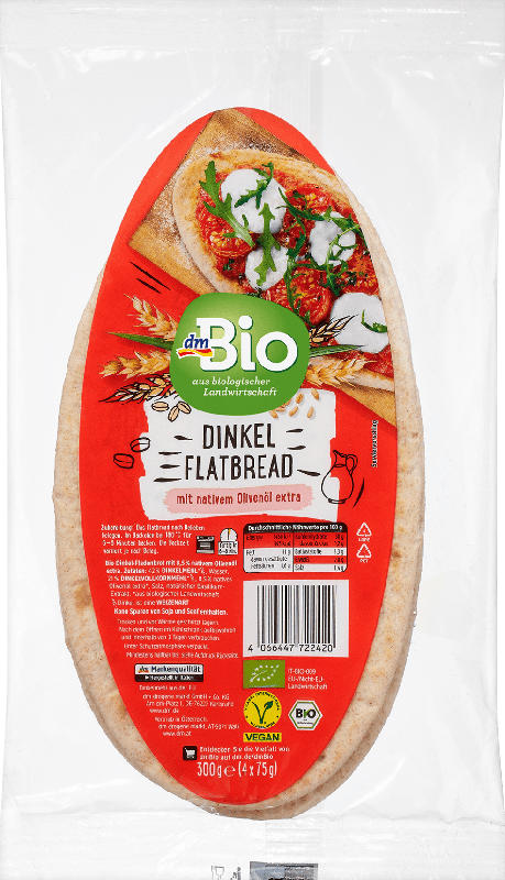 dmBio Flatbread mit nativem Olivenöl extra (4x75 g)