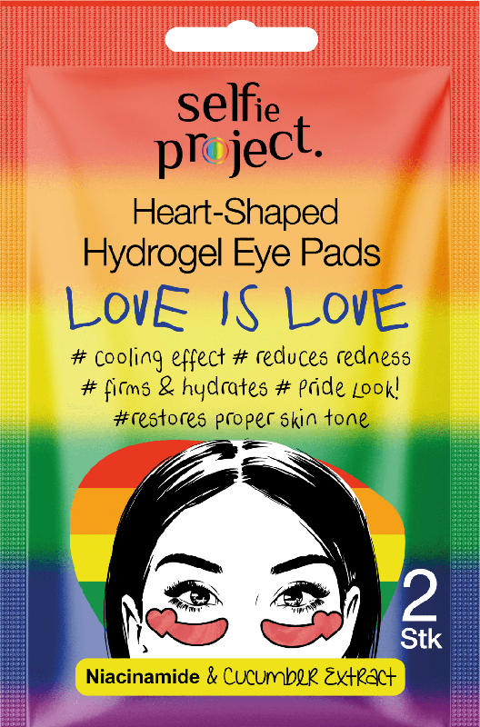 Selfie Project Augenpads Hydrogel Heart-Shaped Love is Love (1Paar)