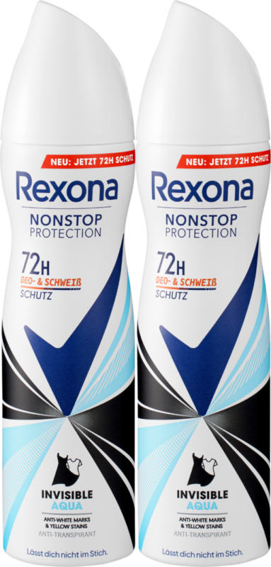 Rexona Deo Spray Invisible Aqua, 2 x 150 ml