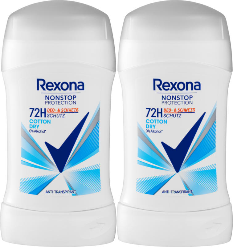 Rexona Deo Solid Stick Cotton Dry, 2 x 50 ml