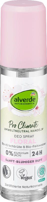 alverde NATURKOSMETIK Deo Spray Floral, Bio-Kirschblüte, Bio-Reiswasser