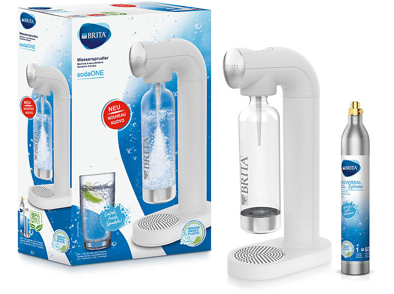 Brita sodaONE Wassersprudler Weiß Wassersprudler, CO² Zylinder inklusive ,