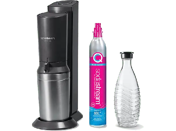 Sodastream Crystal 3.0 Quick-Connect Wassersprudler mit 1 Flasche, CO&sup2; Zylinder inklusive , Schwarz