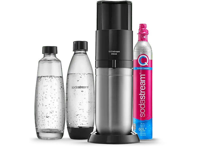 Sodastream E-Duo Wassersprudler mit 2 Flaschen, CO² Zylinder inklusive , Titan