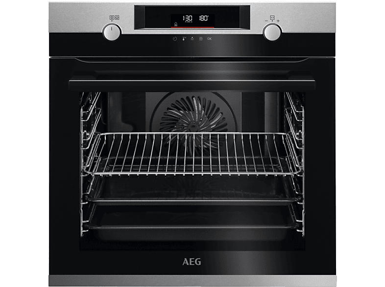 AEG BPE55526BM 6000 Steambake Backofen mit Feuchtigkeitszugabe (71 l, Schwarz/Edelstahl, 595 mm breit, A+)