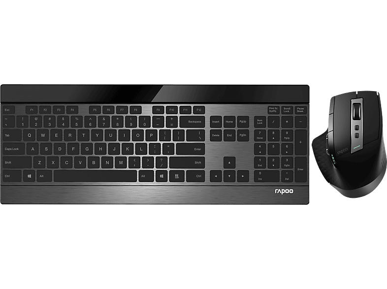 Rapoo 187096 Kabelloses ultraflaches Multi-Mode-Deskset "9900M", Schwarz; Desktop Set