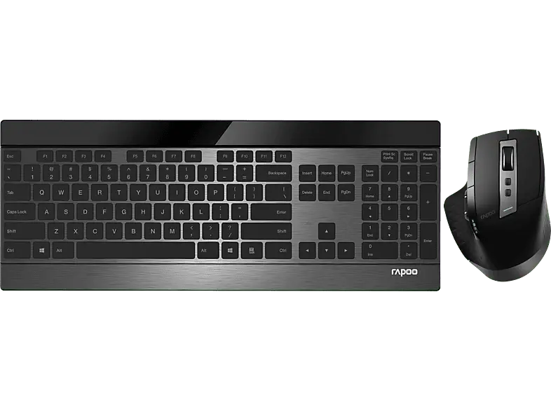 RAPOO 187096 Kabelloses ultraflaches Multi-Mode-Deskset "9900M", Schwarz; Desktop Set