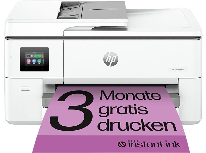 HP OfficeJet Pro 9720e, 250 Blatt Papierzufuhr, 18 S/min Farbe, A3-Format, HP+ 3 Monate Instant Ink, Multifunktionsdrucker, WLAN, Tintendruck, Weiß