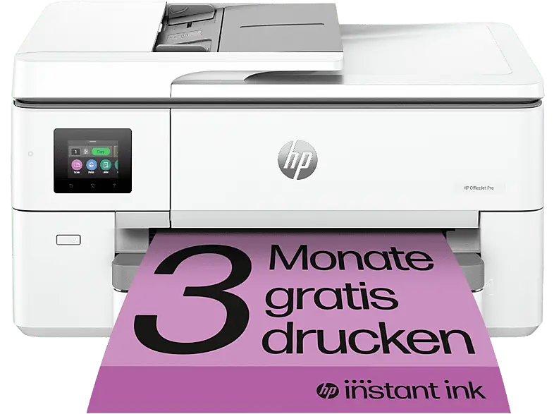 HP OfficeJet Pro 9720e, 250 Blatt Papierzufuhr, 18 S/min Farbe, A3-Format, HP+ 3 Monate Instant Ink, Multifunktionsdrucker, WLAN, Tintendruck, Weiß