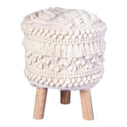 360 Living Hocker Bohist 300 natur Baumwolle Holz H/D: ca. 50x38 cm