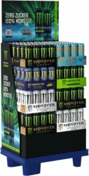 Display. Monster Energy-Drink 5 Sorten 192 Do. x 0,5L