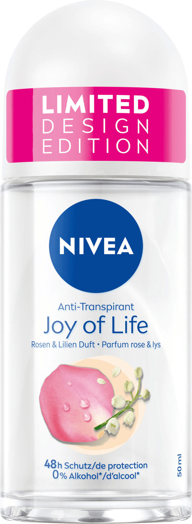 NIVEA Antitranspirant Deo Roll-on Joy of Life mit Rosen & Lilien Duft
