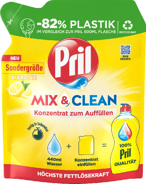 Pril Spülmittel Konzentrat Mix & Clean Zitrone
