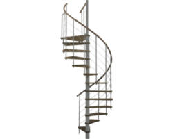 Pertura Spindeltreppe Skaia Buche massiv Ø 120 cm Grau 12 Stufen 13 Steigungen