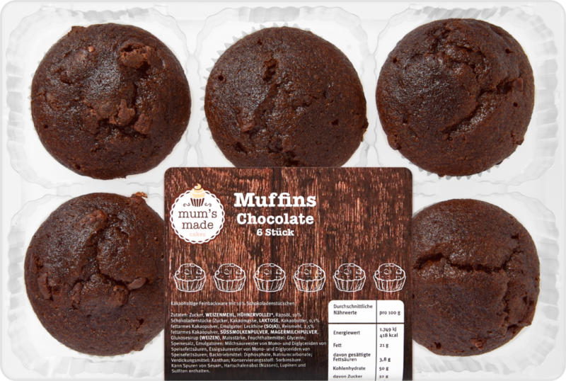 Muffins al cioccolato Mum’s made, 6 pezzi, 450 g