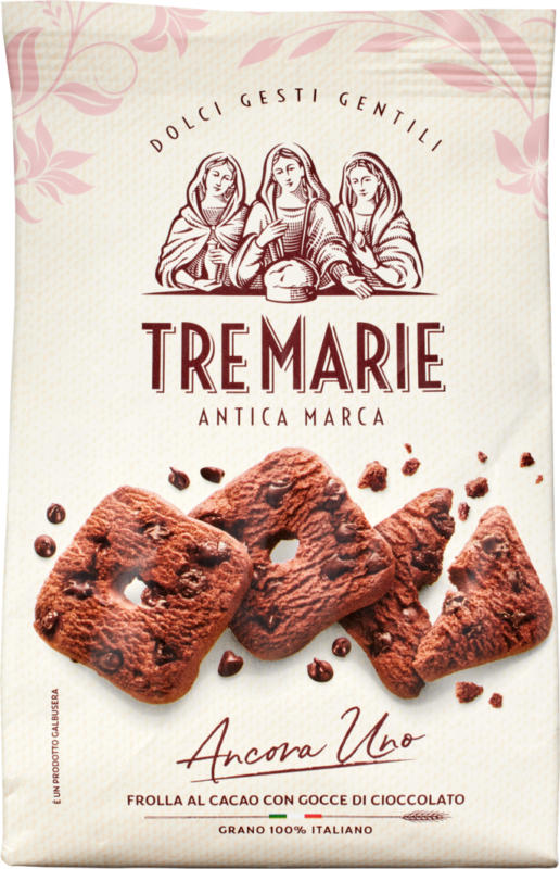 Biscotti Ancora Uno Tre Marie, Frolla al cacao con gocce di cioccolato, 315 g