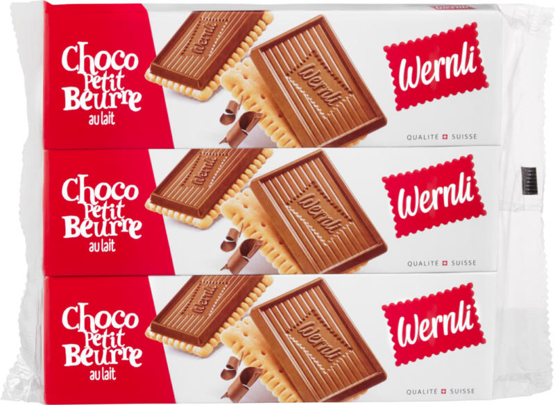 Wernli Biscuits Choco Petit Beurre au lait, 3 x 125 g