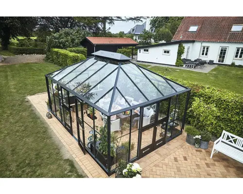 Gewächshaus Juliana Grand Oase inkl. Sicherheitsglas 3 mm 368 x 511 cm anthrazit