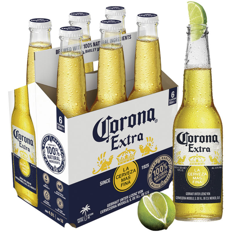 Bier Corona Extra, 6 x 0,355l, 4,5 vol.