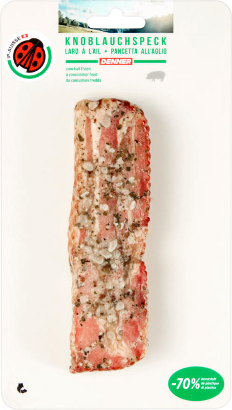 IP-Suisse Pancetta all’aglio, da mangiare fredde, 180 g, per 100 g