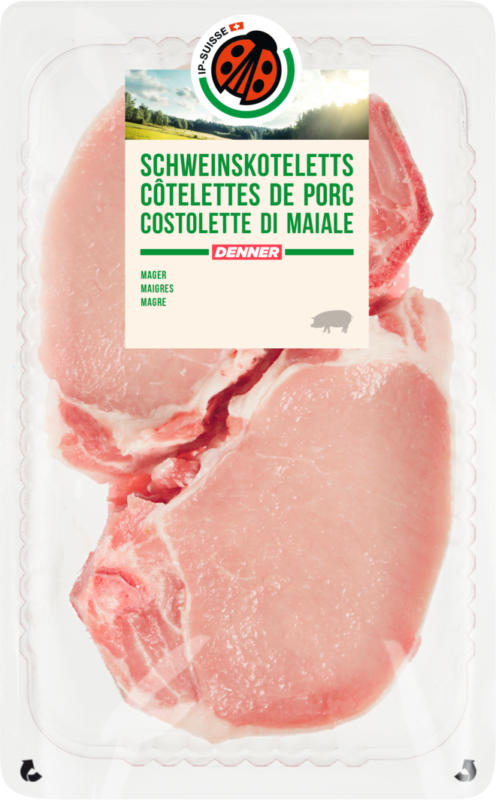 IP-SUISSE Schweinskoteletts, mager, 2 x ca. 150 g, per 100 g