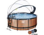 Hornbach Aufstellpool Framepool-Set EXIT WoodPool rund Ø 360x122 cm inkl. Sandfilteranlage, Abdeckung & Leiter Holzoptik