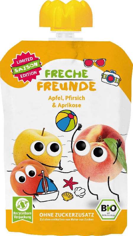 Freche Freunde Quetschie Apfel, Pfirsich, Aprikose, ab 6 Monaten