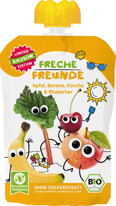 Freche Freunde Quetschie Apfel, Banane, Kirsche & Rhabarber, ab 8 Monaten